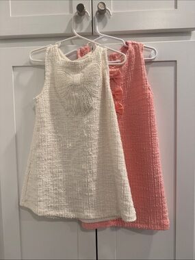 H&M Ivory and light pink Textured Bow-Accent Girls' Dresses